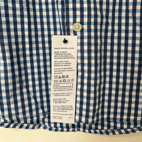 NWT Tommy Hilfiger Blue Gingham Button-Down Shirt M - Picture 11 of 16